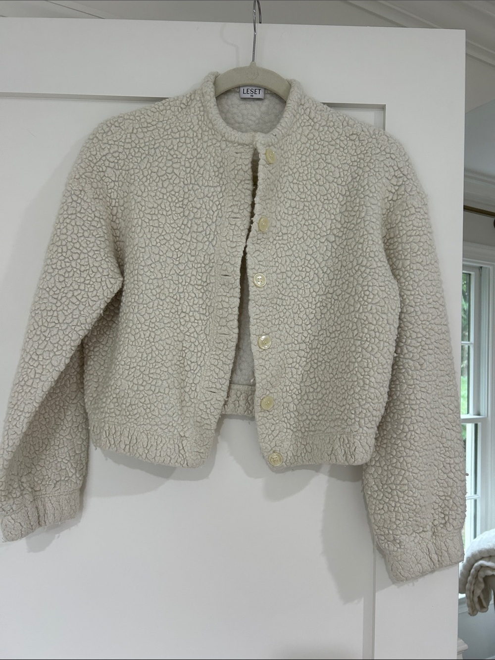 LESET Cream Teddy Sherpa Button Jacket